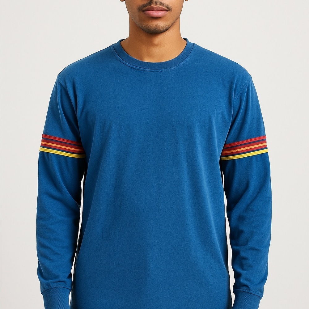Urban Outfitters Blue Long Sleeve Shirt Rainbow Accents Cotton Oversized S